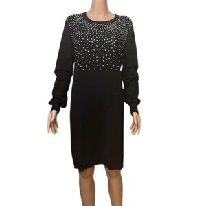 MICHAEL KORS Black Embellished Lightweight Sweater Dress Size Large NWT